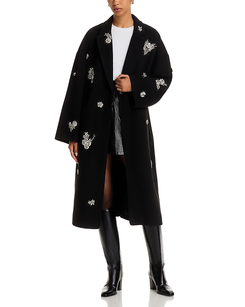 Cinq À Sept Cinq A Sept Gravis Crystal Embellished Coat In Black