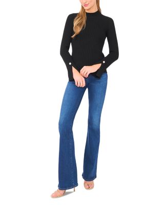Alivia Mock Neck Button Cuff Sweater