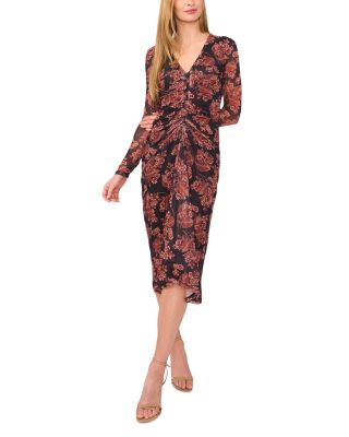 Marelle V Neck Ruched Midi Dress