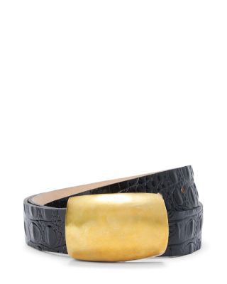 Milou Domed Croc Embossed Leather Belt