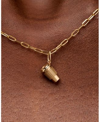  Solid Gold Coffee Charm Necklace