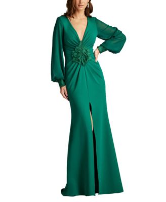  Sahana Bishop Sleeve Plunge Gown