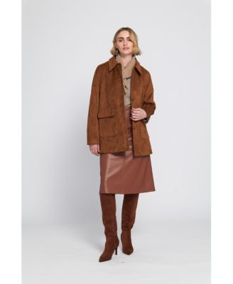 Faux Suede Car Coat