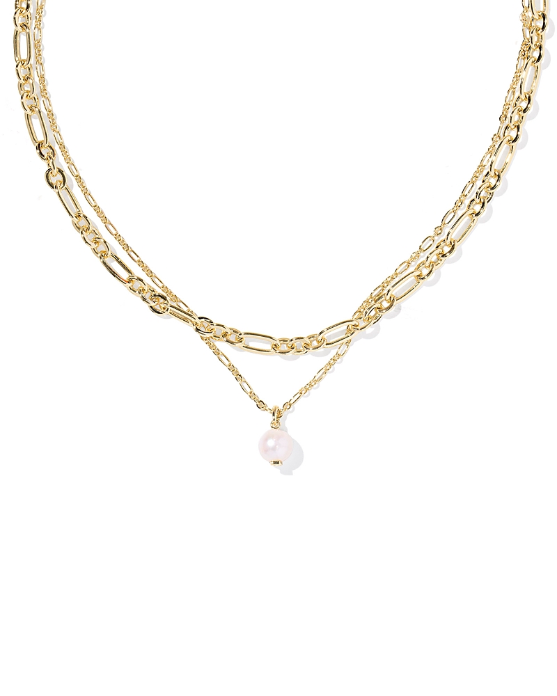 Kendra Scott Ashton Layered Freshwater Pearl Pendant Necklace In Gold