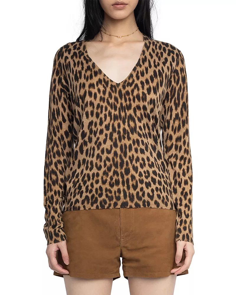 Zadig & Voltaire Rivy Cp Leopard Print Cashmere Sweater