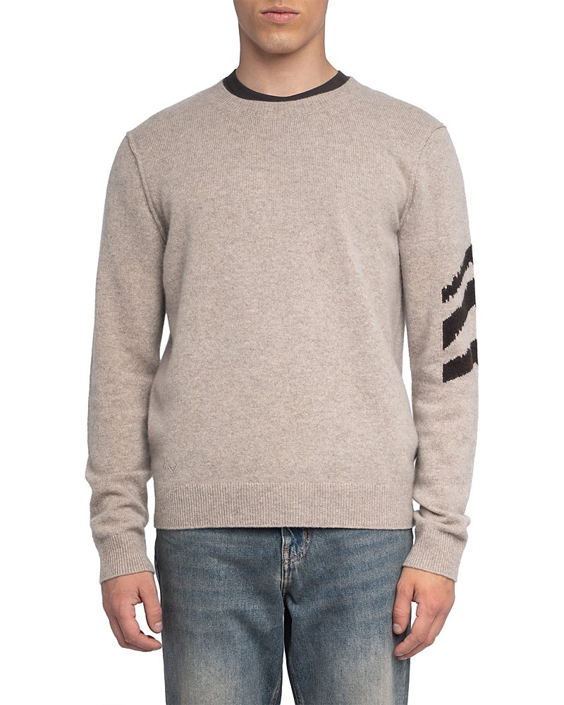 Zadig & Voltaire Chevron-pattern Cashmere Sweater In Gray