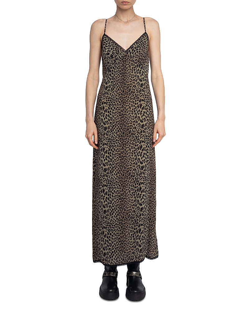 Zadig & Voltaire Ramelil Soft Leopard Print Dress In Metallic