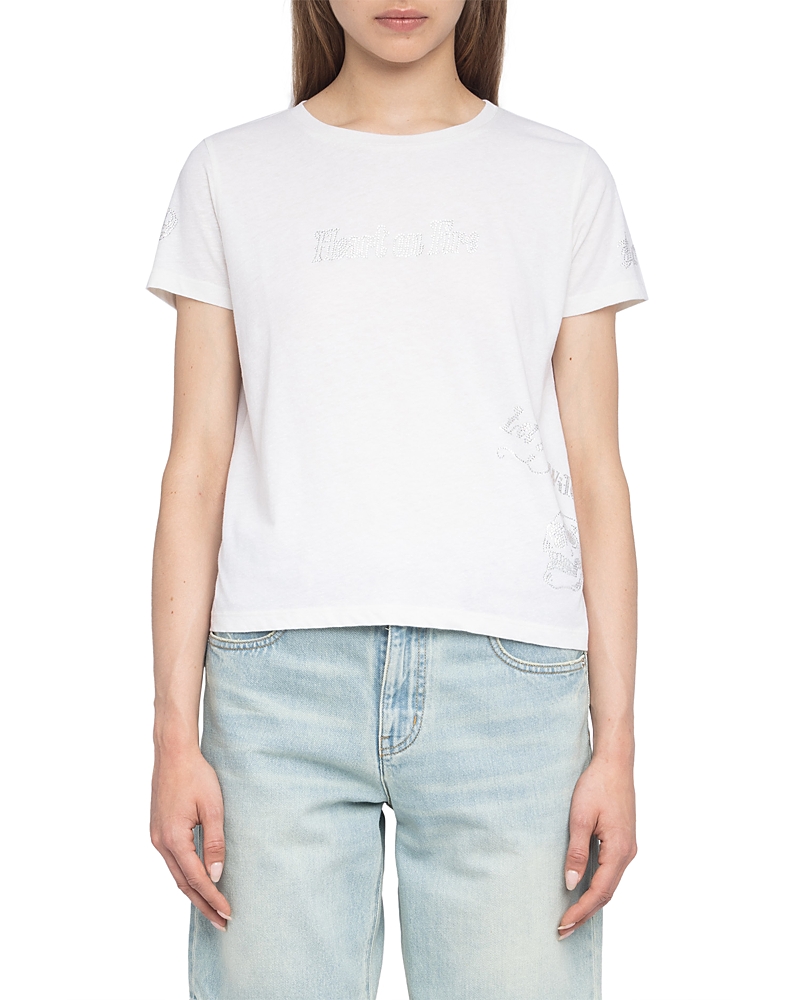Zadig & Voltaire Alys Multicusto Strass Rhinestone Graphic T-shirt In White