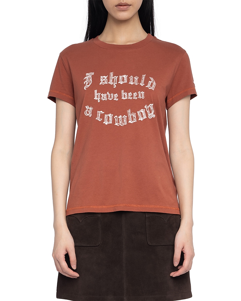 Zadig & Voltaire Walk Cowboy Embroidered T-shirt In Brown