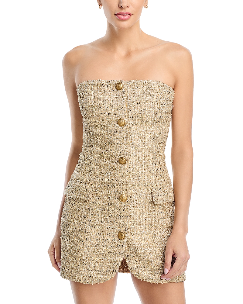 Alice and Olivia Madison Strapless Tweed Dress