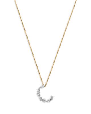 Luxe Collection Certified Mixed Cut Lab Grown Diamond Initial Pendant Necklace in 14K White & Yellow Gold, 0.5 tcw