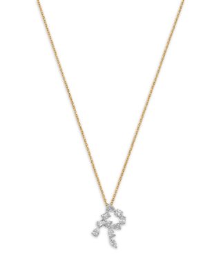 Luxe Collection Certified Mixed Cut Lab Grown Diamond Initial Pendant Necklace in 14K White & Yellow Gold, 0.5 tcw