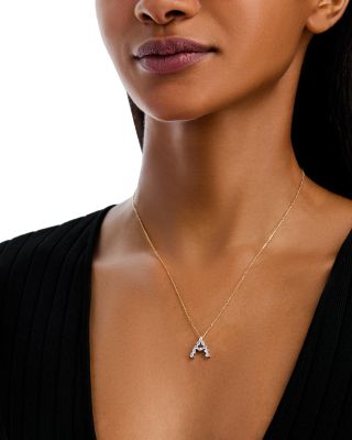Luxe Collection Certified Mixed Cut Lab Grown Diamond Initial Pendant Necklace in 14K White & Yellow Gold, 0.5 tcw
