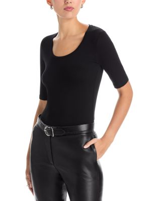 Scoop Neck Elbow Sleeve Top