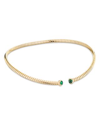 Trisolina Emerald & Diamond Collar Necklace in 18K Yellow Gold