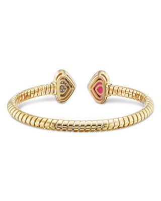 Trisolina Rubellite & Diamond Castagna Bangle Bracelet in 18K Yellow Gold