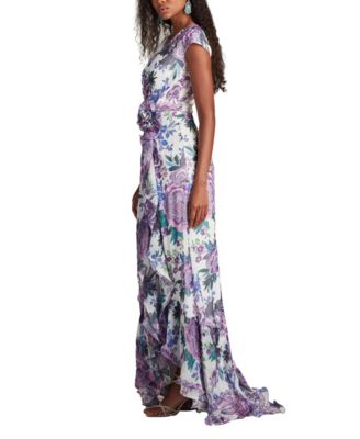  Sinai Floral Cascading Ruffle Gown