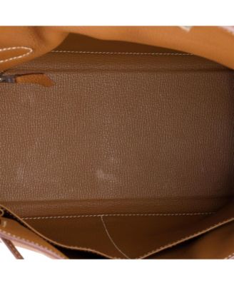 Kelly 28 Handbag Brown Togo with Palladium Hardware