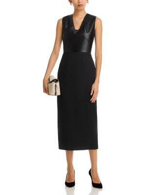Drumialda Leather &amp; Wool Midi Dress