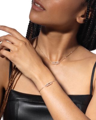 Diamond Baby Move Pav&eacute; Necklace in 18K Gold, 17.7", 0.33 tcw