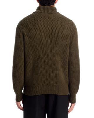 Honeycomb Wool Long Sleeve Mock Neck Sweater