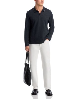 Heathered Double Face Long Sleeve Polo Shirt