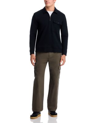 French Terry Long Sleeve Zip Polo Shirt