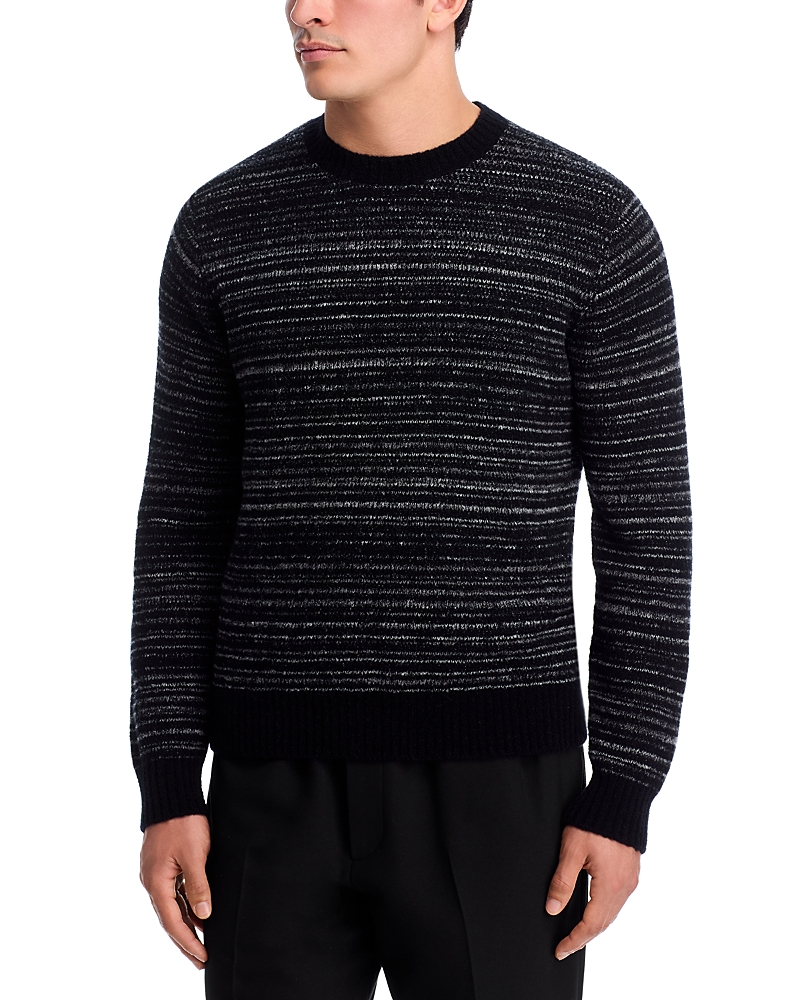 Vince Marled Stripe Crewneck Sweater In Black