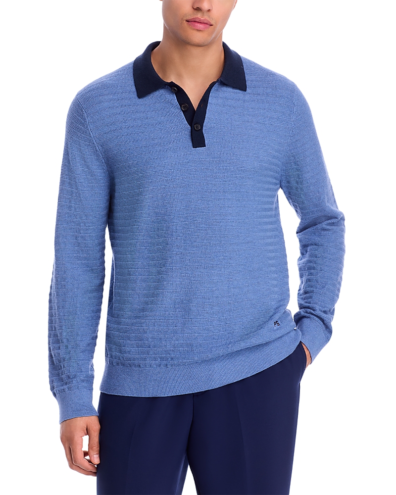 Ps By Paul Smith Ps Paul Smith Ribbed Cotton Blend Polo Sweater In Blue