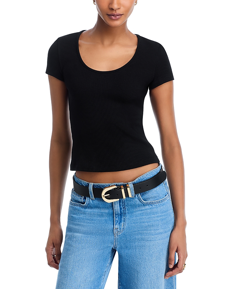 L Agence L'agence Brynlee Short Sleeve Scoop Neck Tee In Black