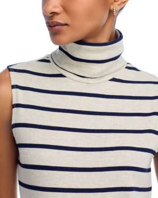 Ceci Stripe Sleeveless Turtleneck Top