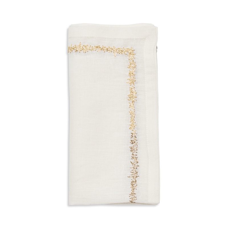 Kim Seybert Aurelia Napkin In White, Gold And Silver In Neutral