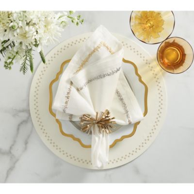 Aurelia Napkin in White, Gold and Silver