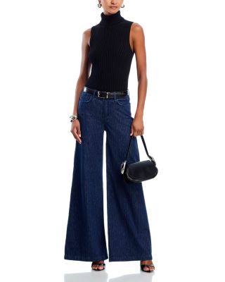 Quincy High Rise Wide Leg Jeans in Ebony Stripe
