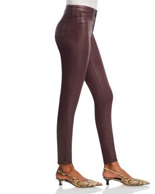 Marguerite High Rise Coated Skinny Jeans in Chocolate