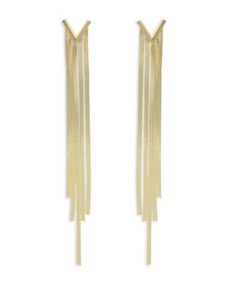 Herringbone Fringe Earrings in 14K Yellow Gold