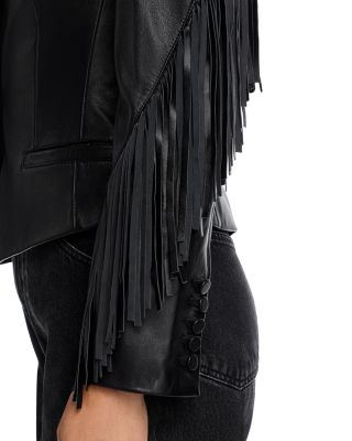 Vashti Leather Fringe Trim Blazer