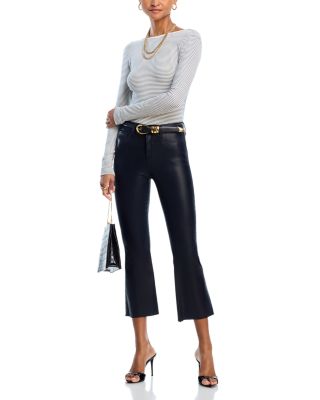 Kendra High Rise Crop Flare Jeans in Metro Coated