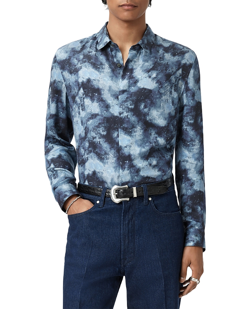 John Varvatos Rodney Hidden Placket Button-up Shirt In Blue