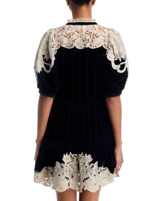 Medina Velvet &amp; Lace Mini Dress