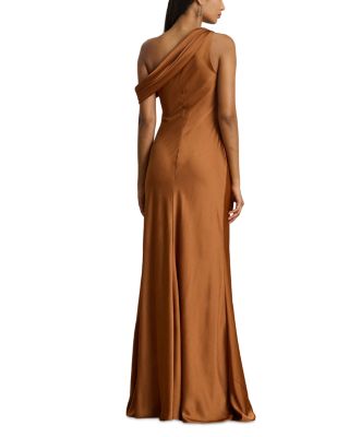 Buckle Trim Satin Off The Shoulder Gown