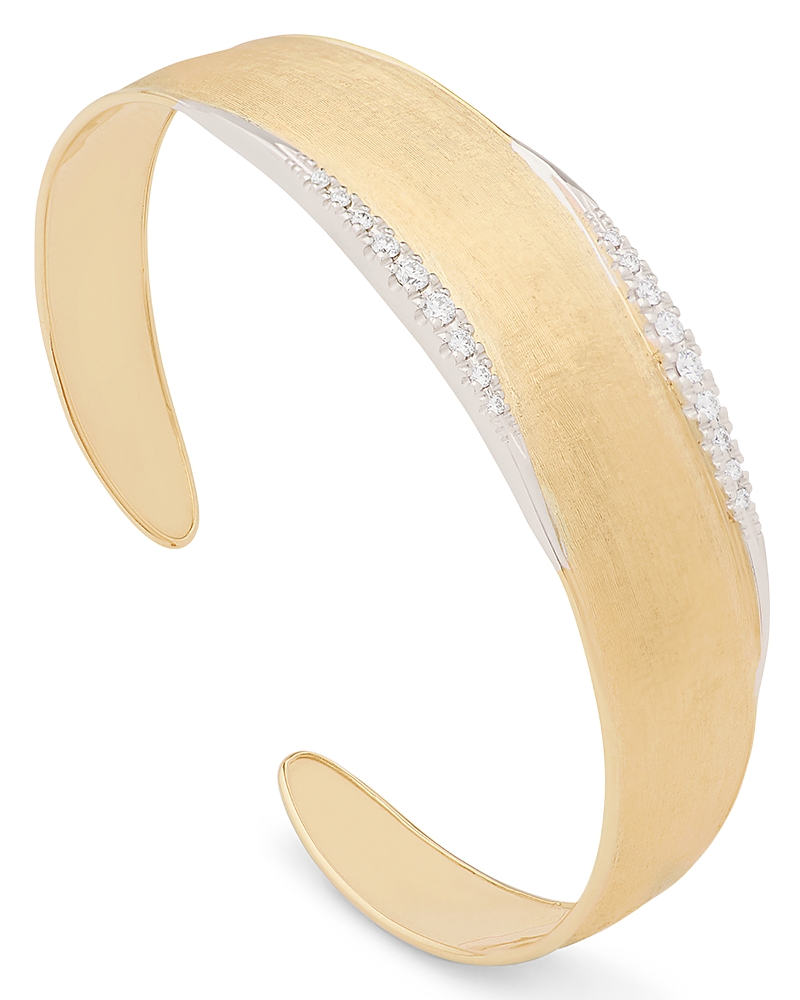 Marco Bicego 18k White & Yellow Gold Lunaria Diamond Cuff Bangle Bracelet In Gold