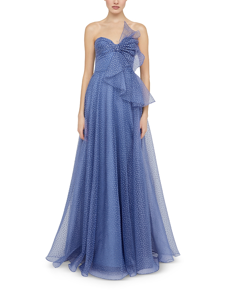 Theia Joanna Bow Bodice Gown In Blue