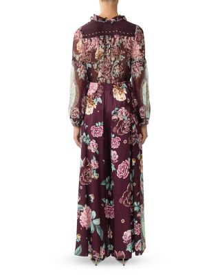 Silk Floral Lace Up Pants