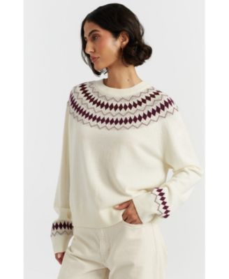  Women's Wool Cashmere Diamond Fair Isle Sweater