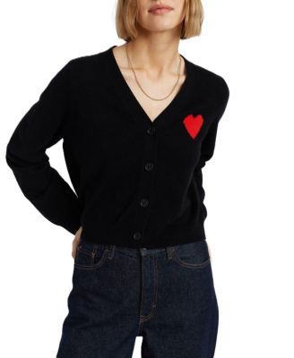  Women's Wool Cashmere Heart Breton Cardigan