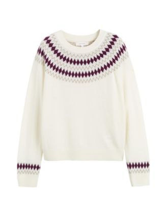  Women's Wool Cashmere Diamond Fair Isle Sweater