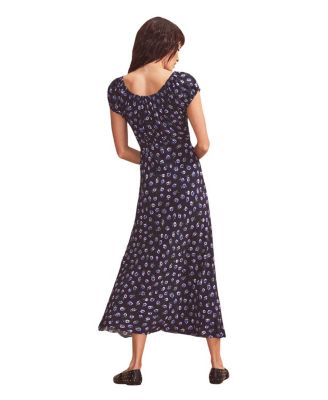 Gathered Neckline Midi Dress