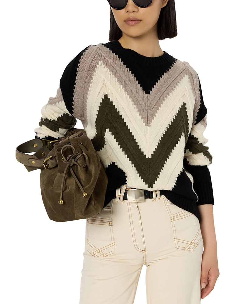 Gerard Darel Elissa Wool Chevron Sweater In Multi