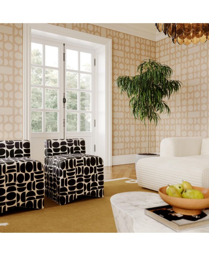 Pippa Geometric Jacquard Weave Stool in Merlot